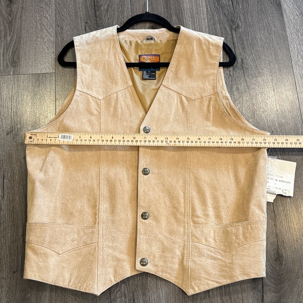 💜Cripple Creek Men's Tan Leather Suede Vest Western Cowboy Sleek Comfort Stylish - Picture 8 of 11